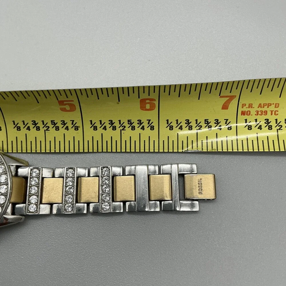 Fossil Jesse ES2409 Womens Watch 34mm Two Tone Crystal Bezel New Battery